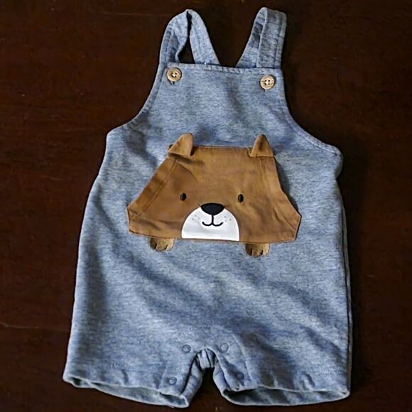 Teddy Bear Baby Overalls Romper Unisex Size 9M Pop Out Design - Picture 4 of 4